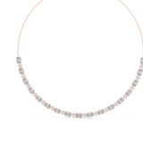 14K Solid Gold Lab Diamond Station Necklace, Rose Gold, view 2