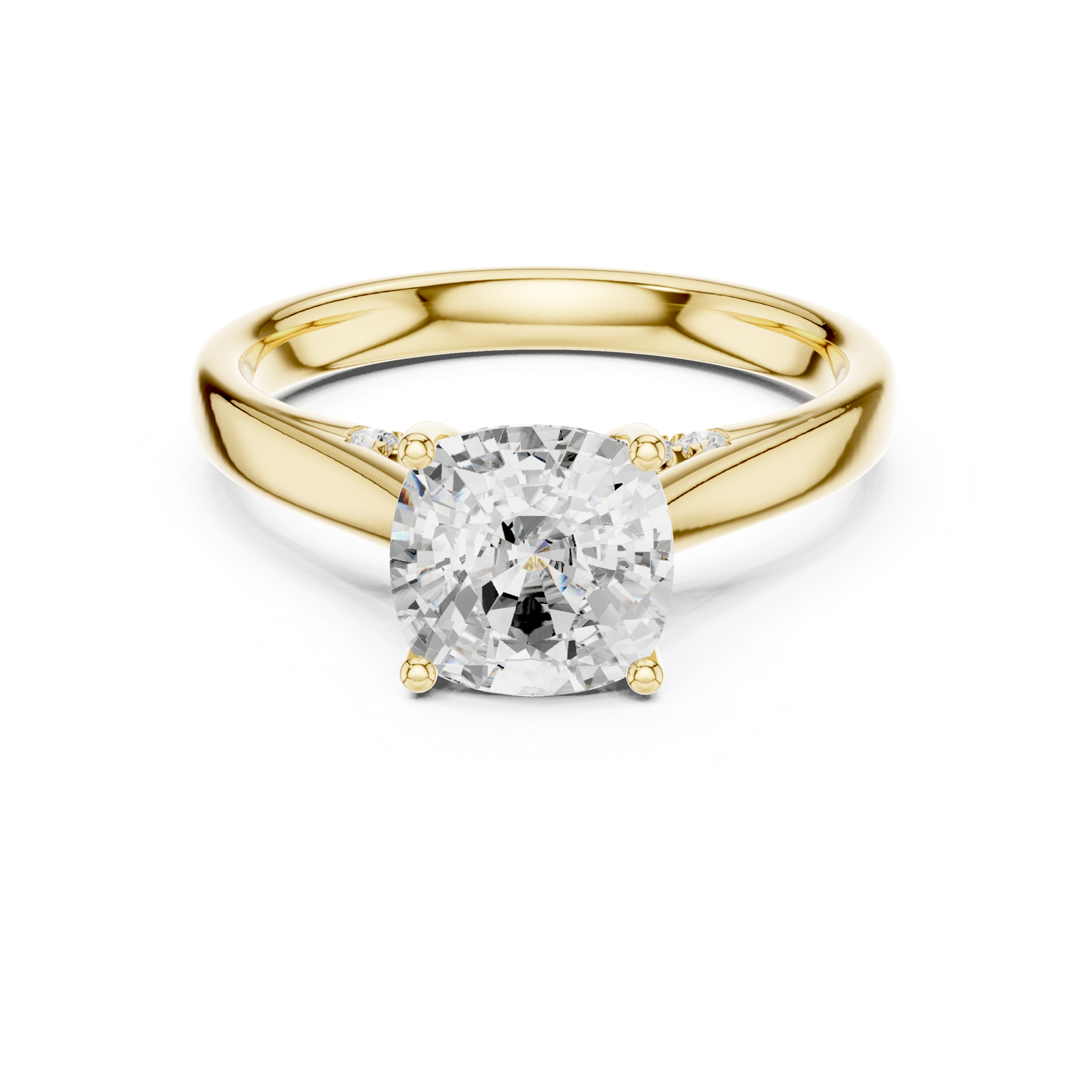 Gold Jewelry, Cushion center stone, Yellow Gold, view 4