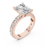 Gold Jewelry, Emerald center stone, Rose Gold, view 2