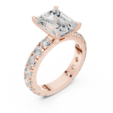 Gold Jewelry, Emerald center stone, Rose Gold, view 2