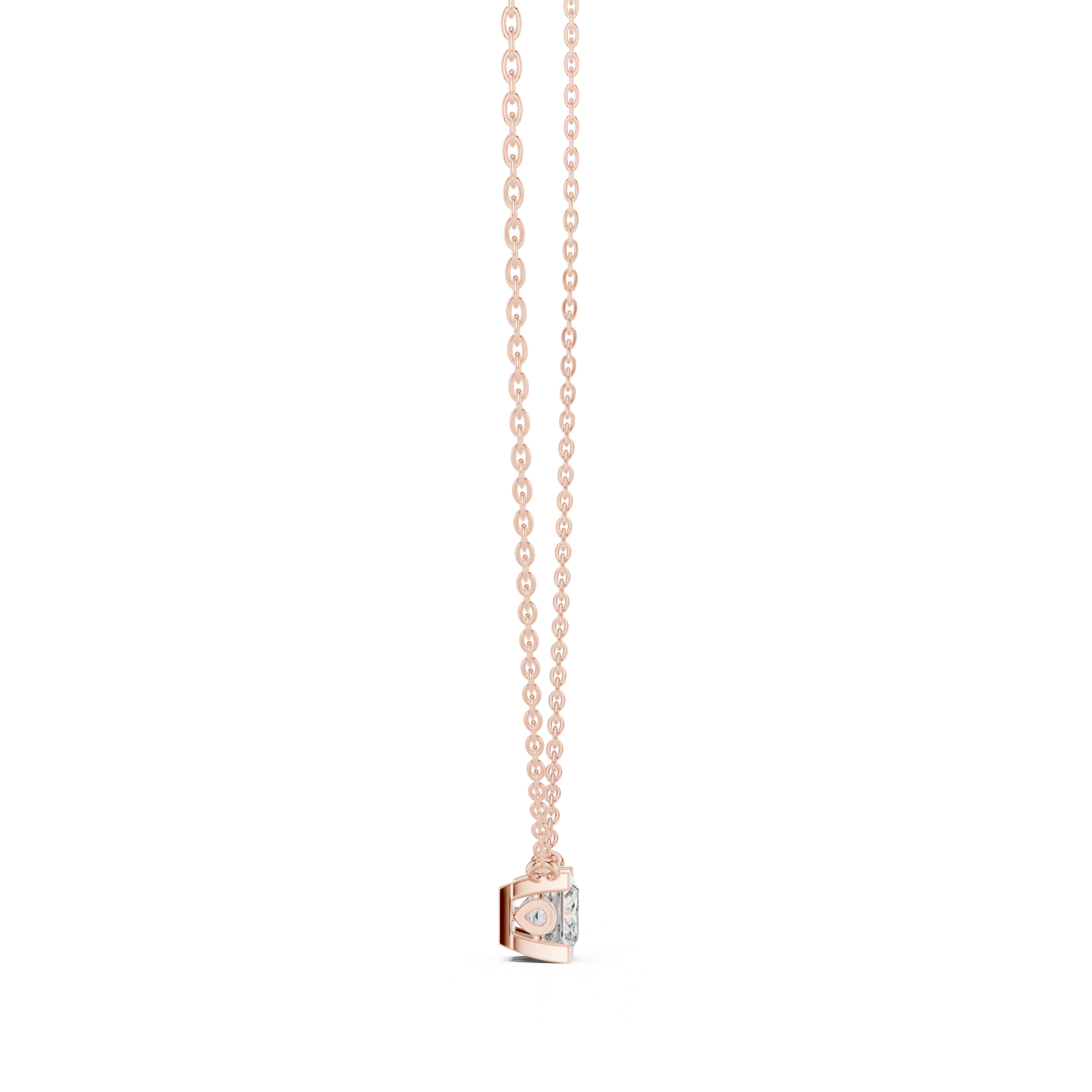 14K Solid Gold Lab Diamond Solitaire Pendant Necklace, Rose Gold, view 3