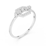 14K Solid Gold Lab Diamond Halo Ring, White Gold