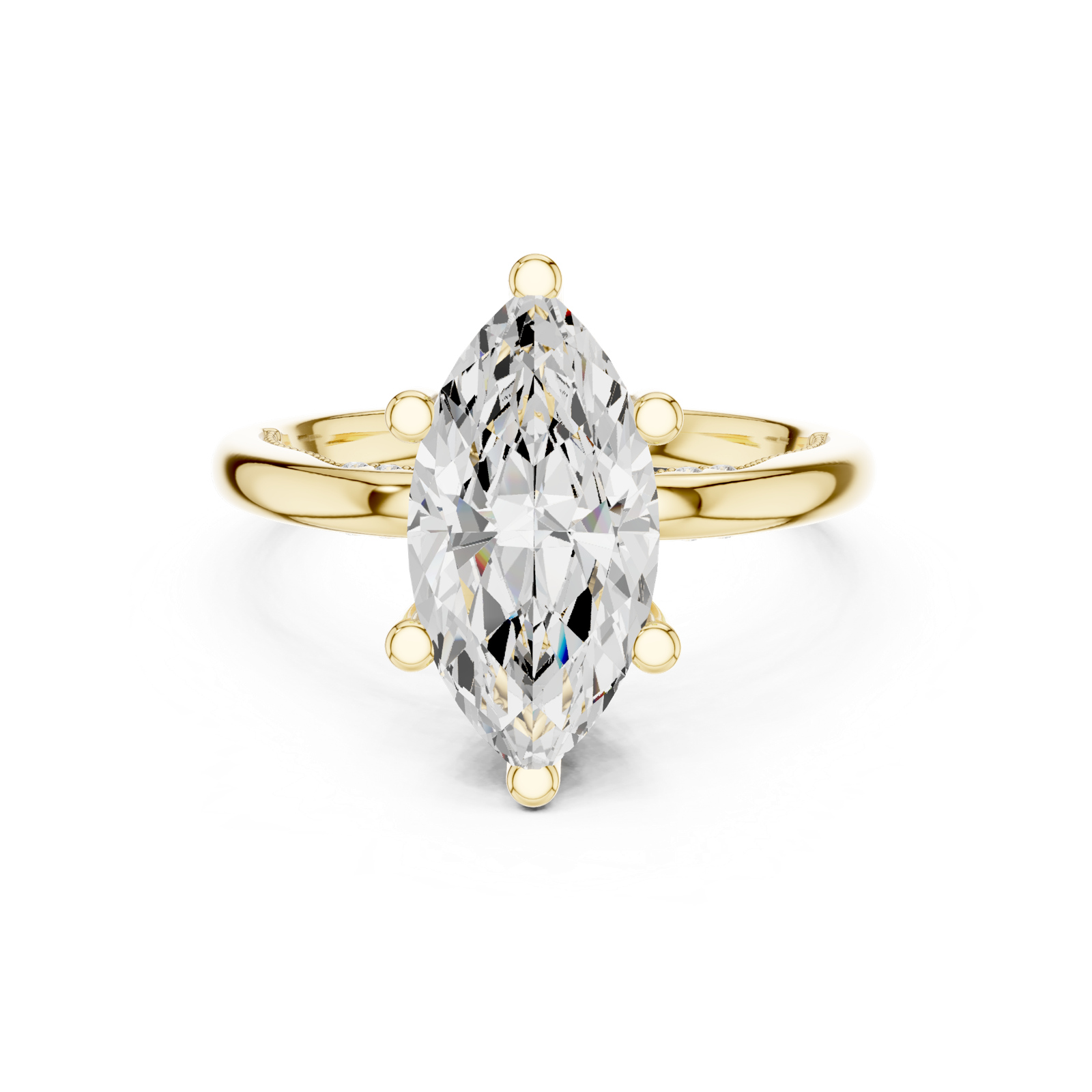 Gold Ring DDLR-175, Marquise center stone, Yellow Gold, view 4