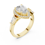 Gold Ring DDLR-342, Pear center stone, Yellow Gold, view 2