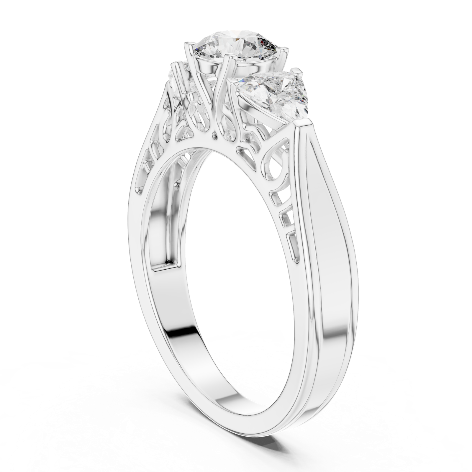 Gold Ring LR-0029, White Gold, view 1