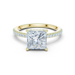Gold Ring DDLR-177, Princess center stone, Yellow Gold