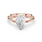 Gold Jewelry L36-7, Pear center stone, Rose Gold