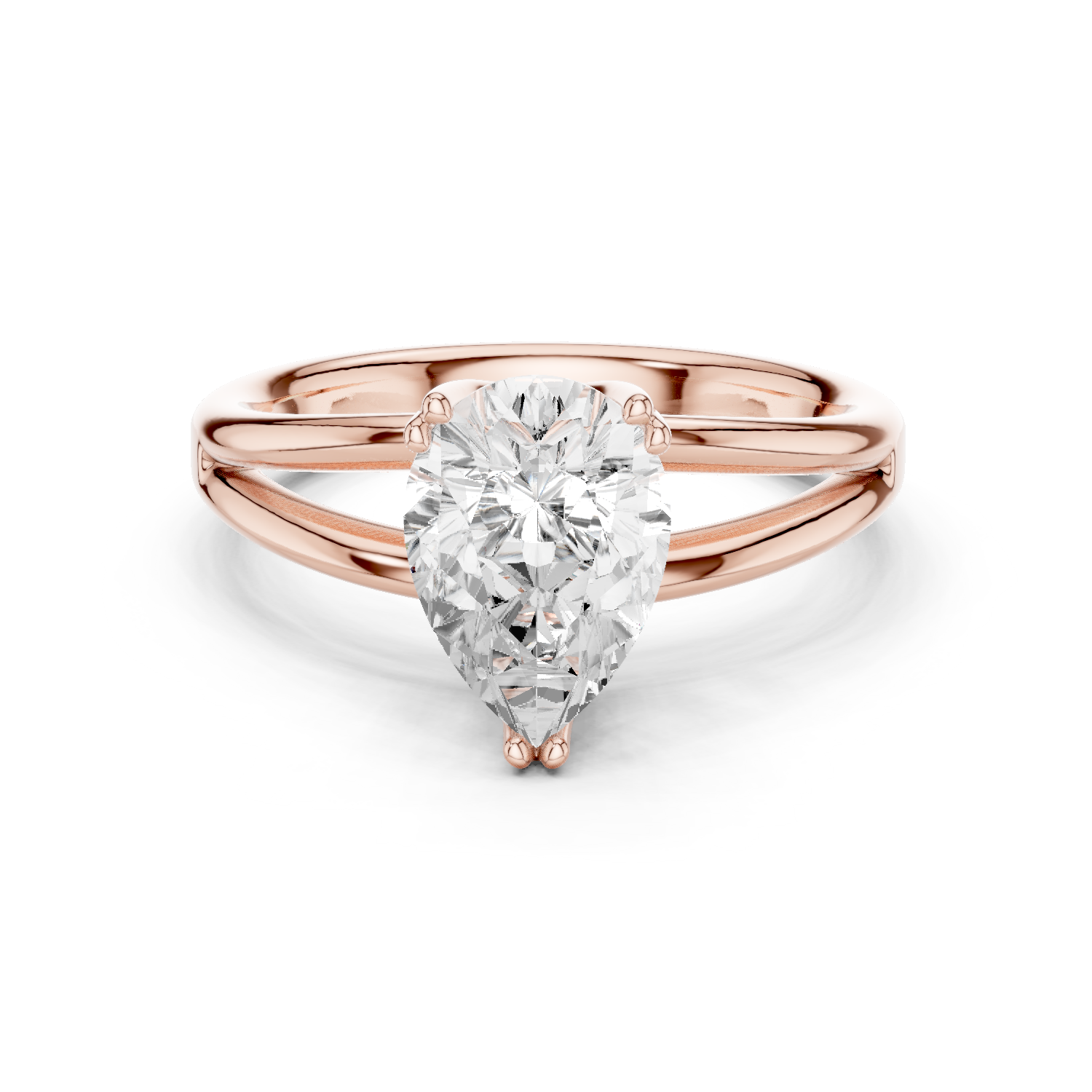 Gold Jewelry L36-7, Pear center stone, Rose Gold