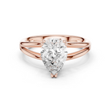 Gold Jewelry L36-7, Pear center stone, Rose Gold
