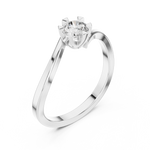 14K Solid Gold Lab Diamond Crossover Ring, White Gold, view 2
