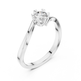 14K Solid Gold Lab Diamond Crossover Ring, White Gold, view 2
