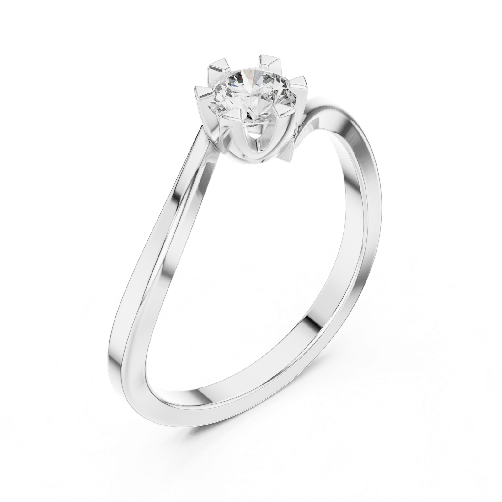 14K Solid Gold Lab Diamond Crossover Ring, White Gold, view 2