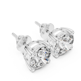 14K Solid Gold Lab Diamond Stud Earrings, White Gold, view 2