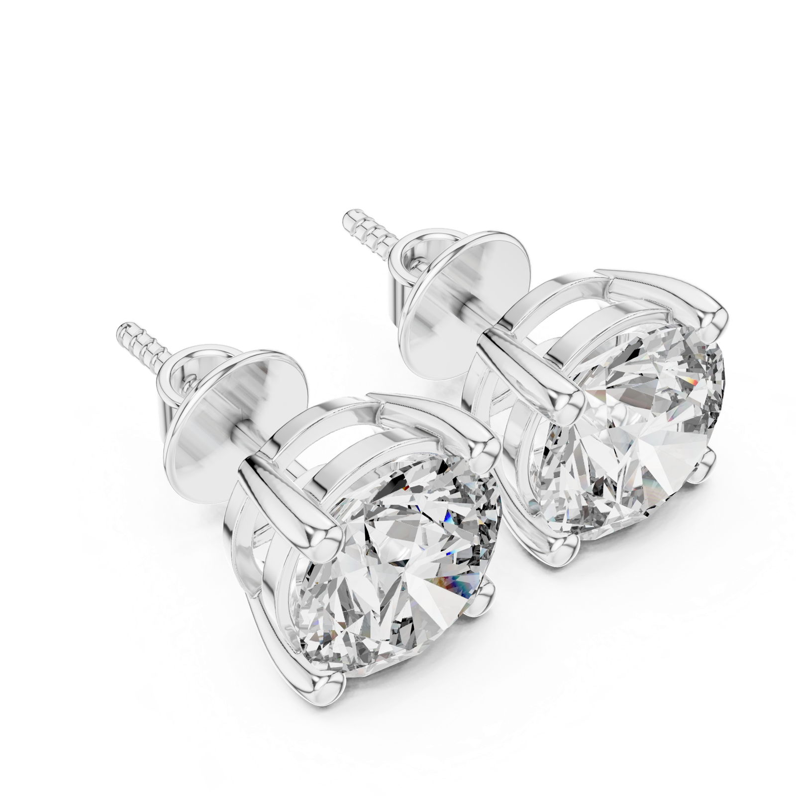 14K Solid Gold Lab Diamond Stud Earrings, White Gold, view 2