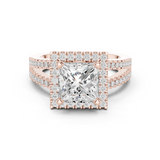 Gold Ring DDLR-350, Princess center stone, Rose Gold