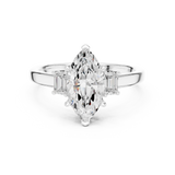 Gold Ring DDLR-038, Marquise center stone, White Gold, view 4