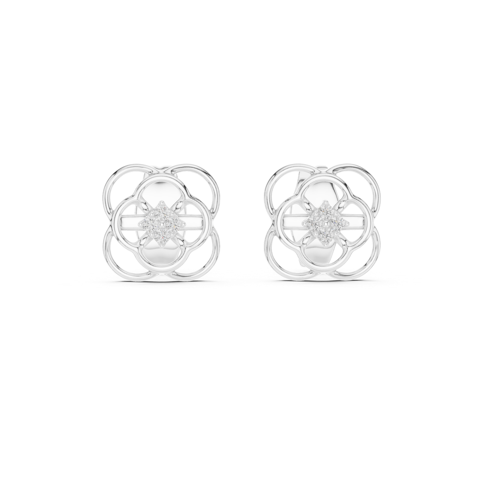 Gold Earrings 12-10006@E, White Gold