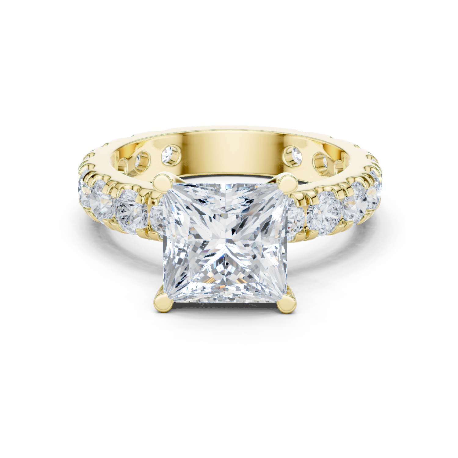 Gold Jewelry L35-63, Princess center stone, Yellow Gold