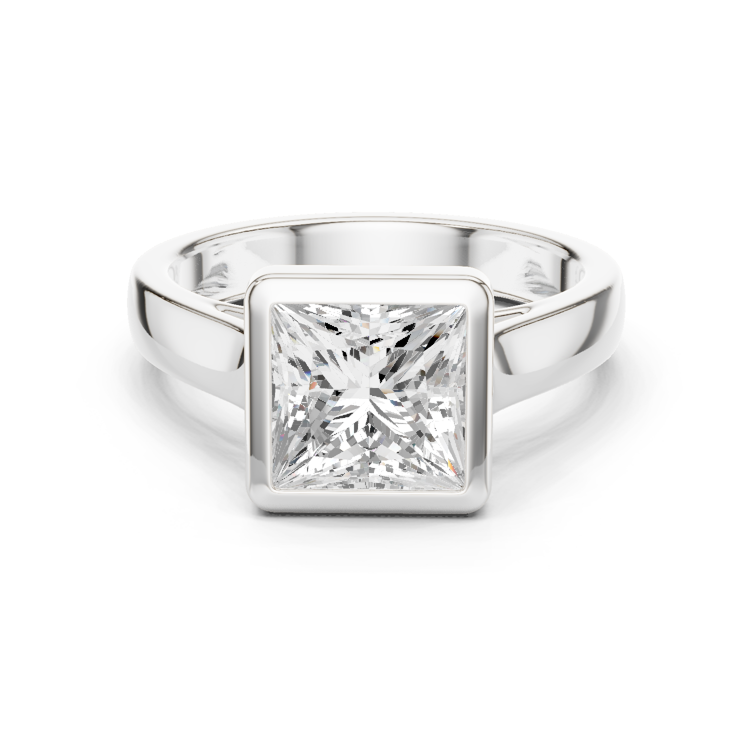 Gold Jewelry L36-3, Princess center stone, White Gold