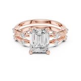 Gold Ring DDLR-441, Emerald center stone, Rose Gold, view 4