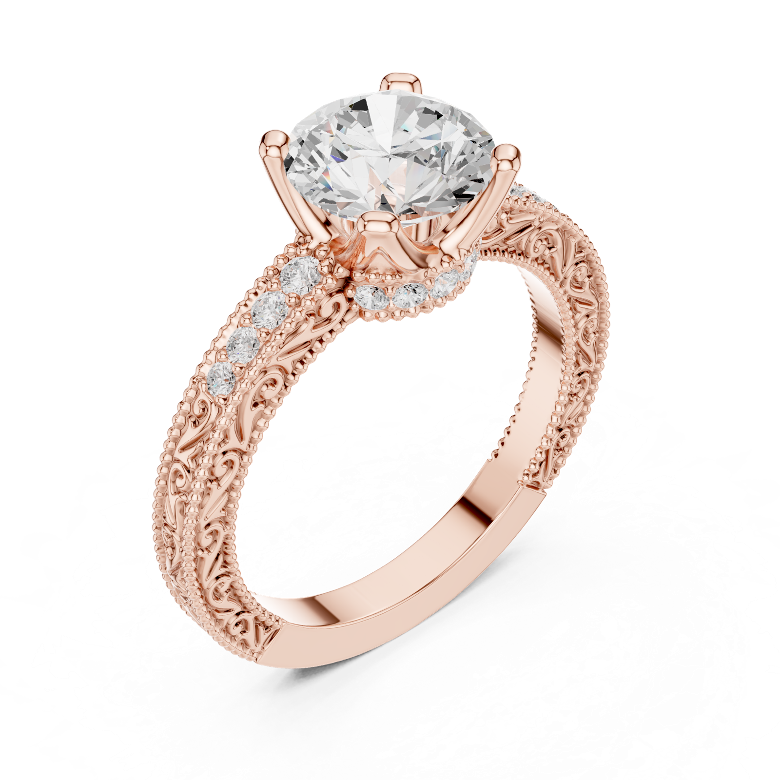 Gold Ring DDLR-982, Rose Gold, view 2