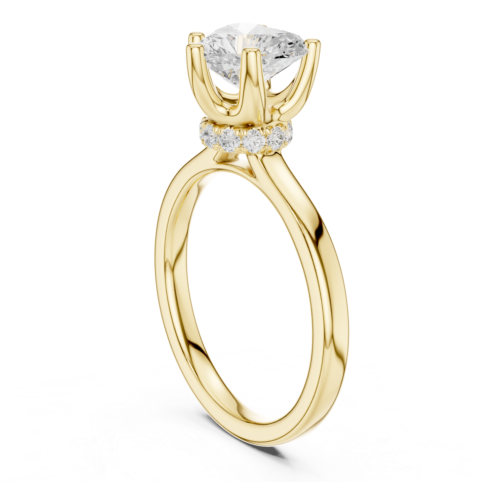 Gold Ring DDLR-176, Heart center stone, Yellow Gold, view 1