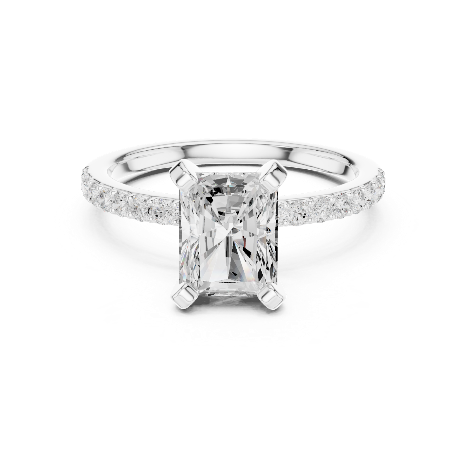 Gold Ring DDLR-040, Radiant center stone, White Gold, view 4