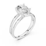 Gold Jewelry L36-9, Oval center stone, White Gold, view 2