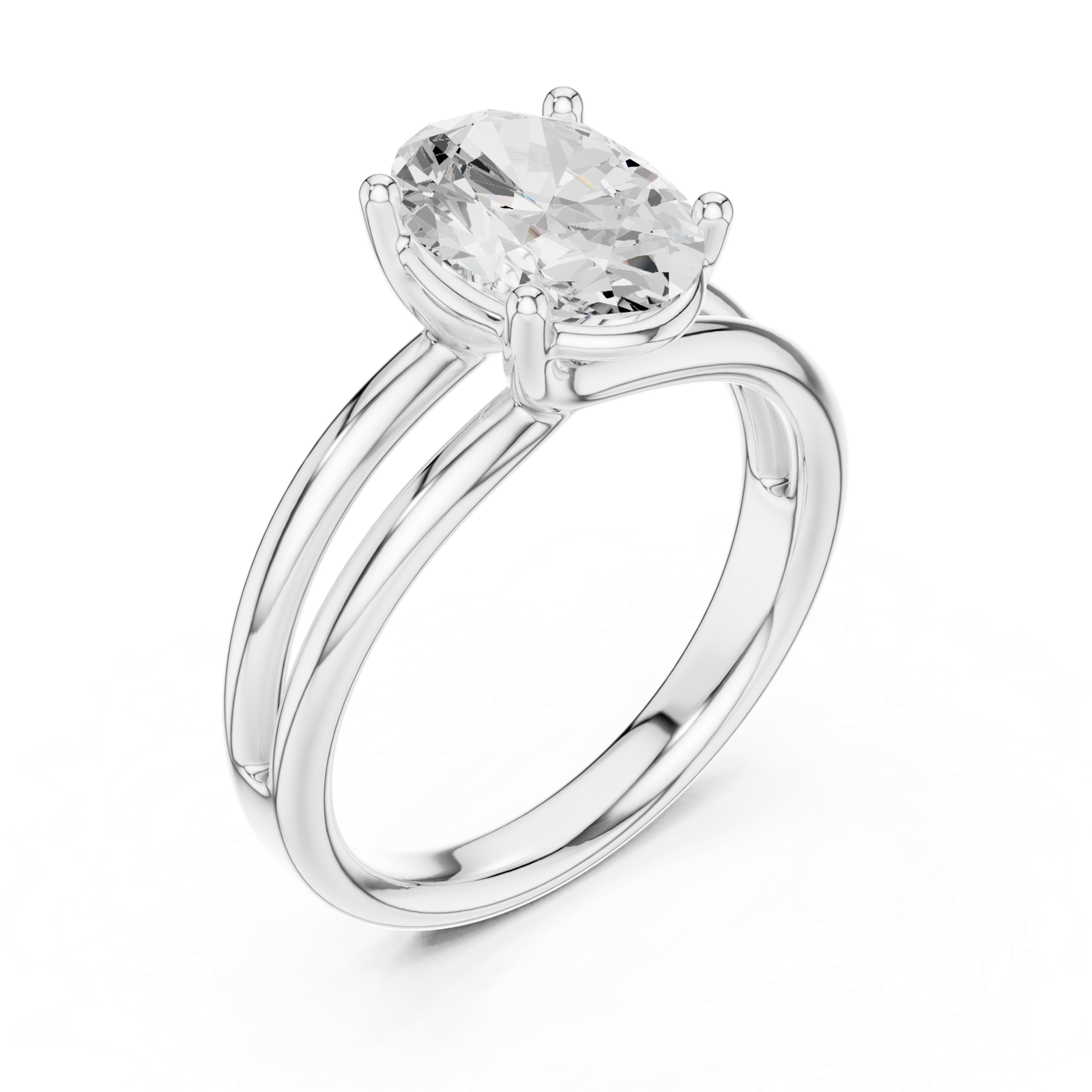 Gold Jewelry L36-9, Oval center stone, White Gold, view 2