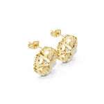 14K Solid Gold Lab Diamond Flower Cluster Earrings, Yellow Gold, view 1