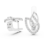14K Solid Gold Lab Diamond Leaf Drop Earrings, White Gold, view 1