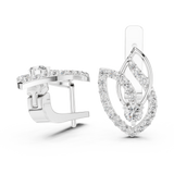 14K Solid Gold Lab Diamond Leaf Drop Earrings, White Gold, view 1