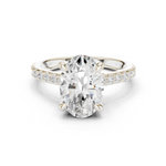 Gold Ring DDLR-250, Oval center stone, White Gold