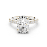 Gold Ring DDLR-250, Oval center stone, White Gold