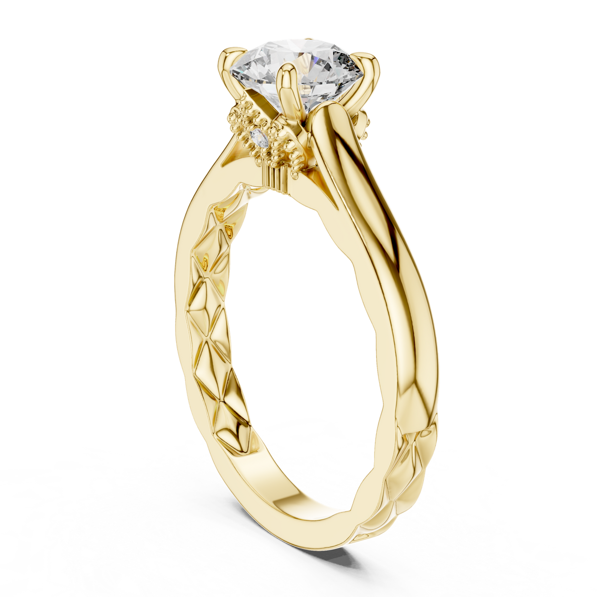 14K Solid Gold Lab Diamond Solitaire Ring, Yellow Gold, view 1