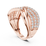 14K Solid Gold Lab Diamond Crossover Ring, Rose Gold, view 1