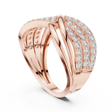 14K Solid Gold Lab Diamond Crossover Ring, Rose Gold, view 1