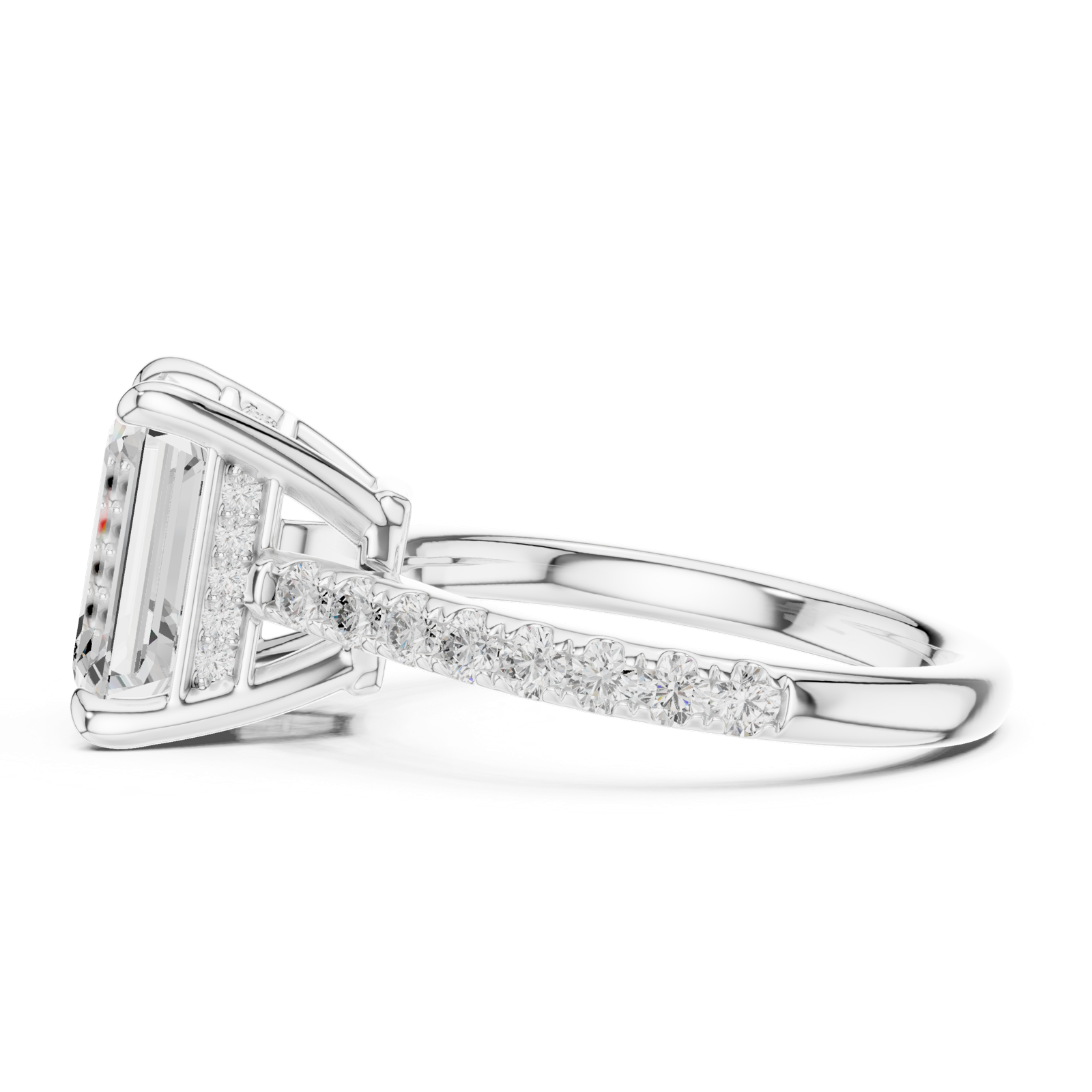 Gold Ring DDLR-250, Emerald center stone, White Gold, view 3