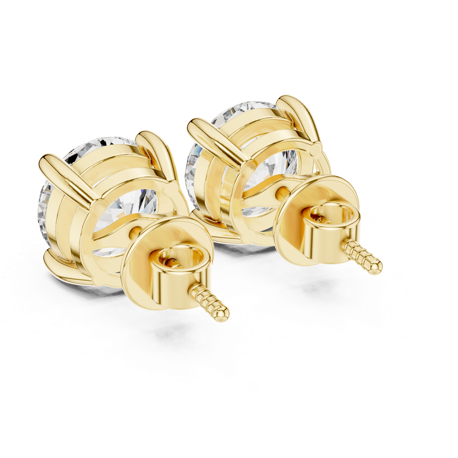 14K Solid Gold Lab Diamond Stud Earrings, Yellow Gold, view 3