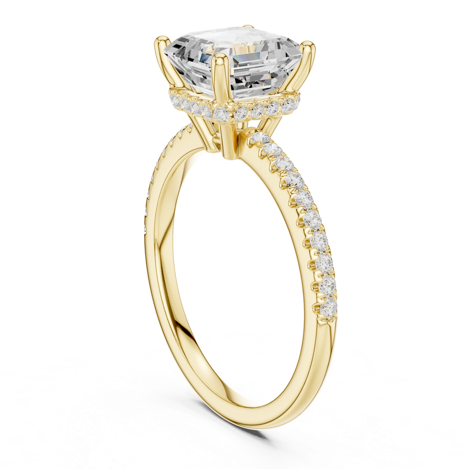 Gold Ring DDLR-177, Asscher center stone, Yellow Gold, view 1