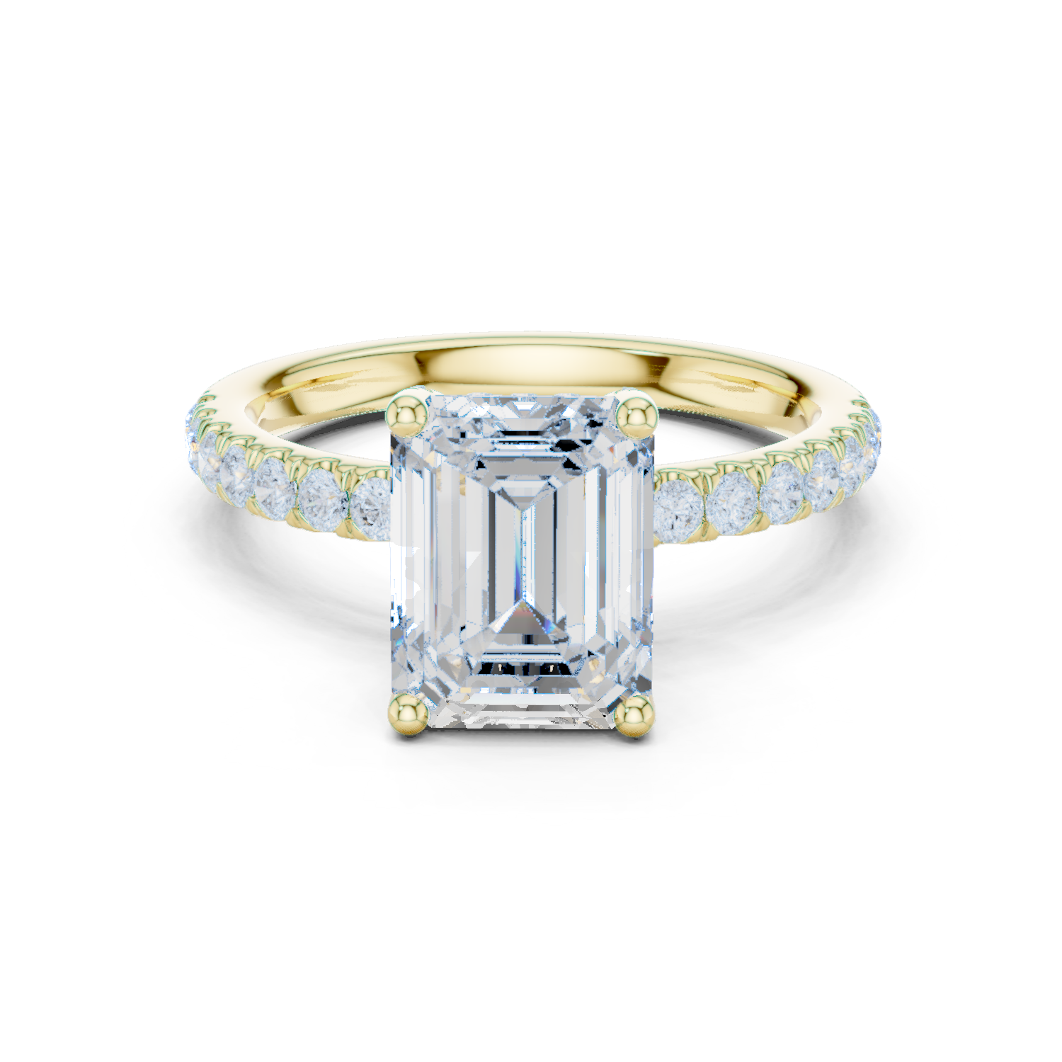 Gold Ring, Emerald center stone, Yellow Gold