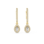 14K Solid Gold Lab Diamond Drop Earrings, Yellow Gold
