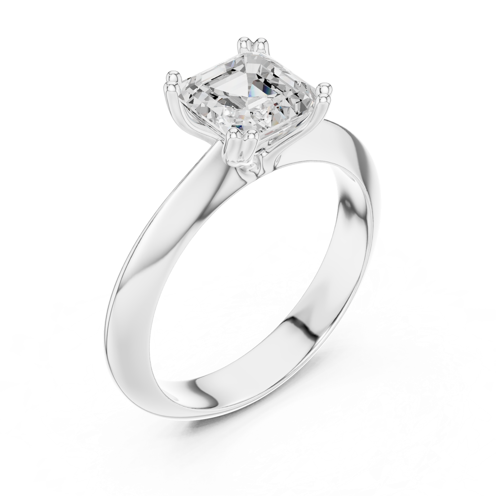 Gold Jewelry L36-8, Asscher center stone, White Gold, view 2