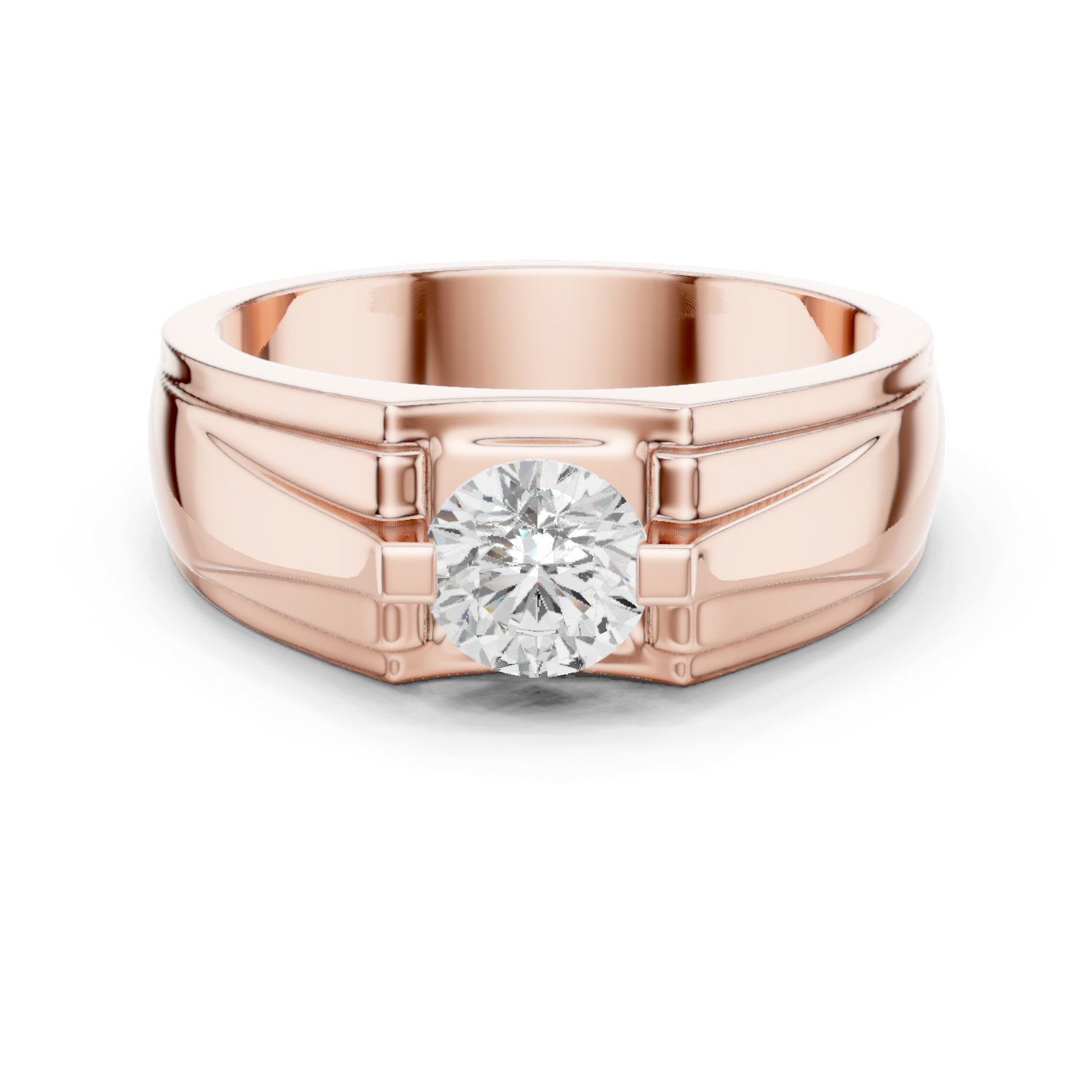 14K Solid Gold Lab Diamond Solitaire Ring, Rose Gold