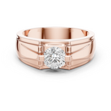 14K Solid Gold Lab Diamond Solitaire Ring, Rose Gold