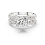 Gold Ring DDLR-300, Princess center stone, White Gold