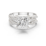 Gold Ring DDLR-300, Princess center stone, White Gold