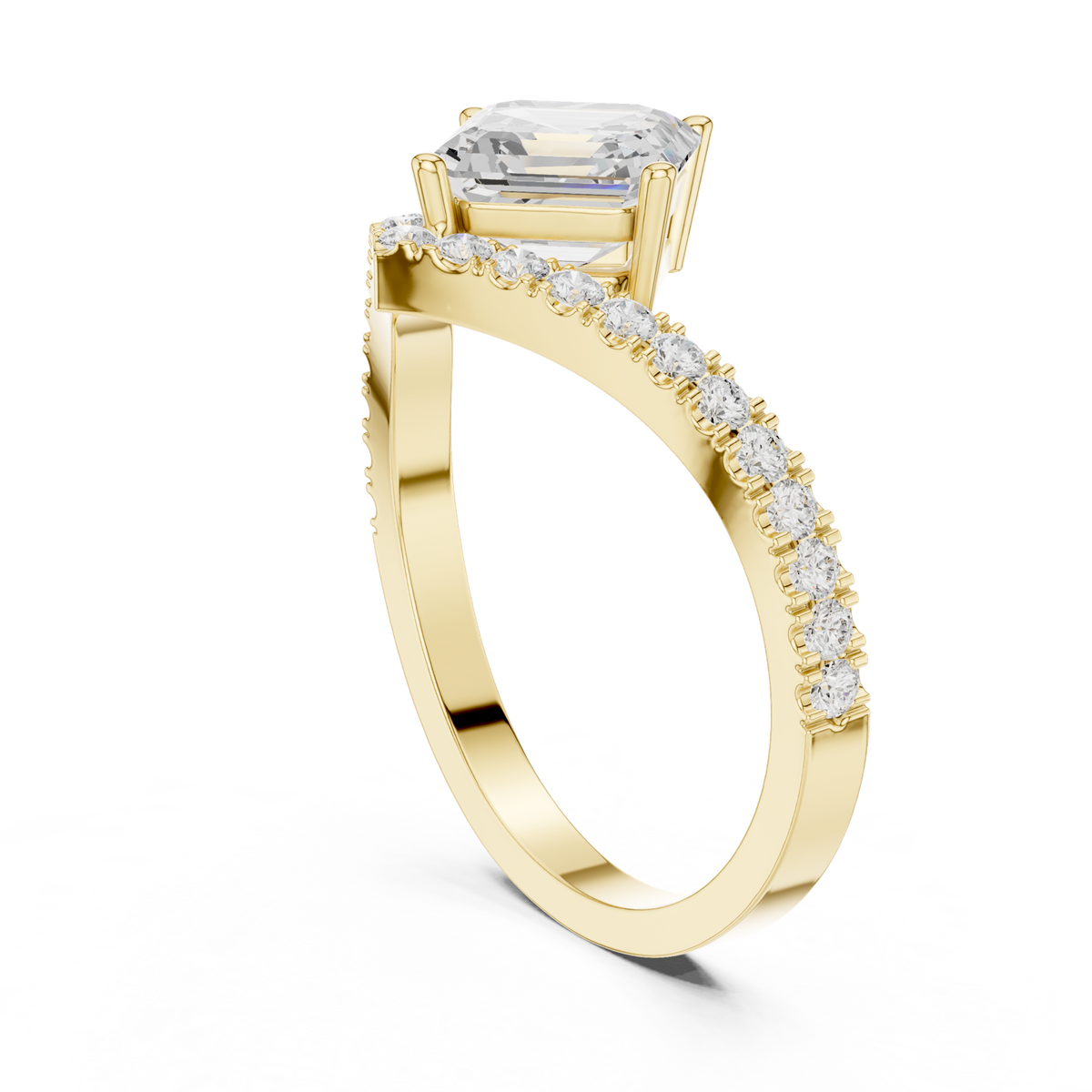 14K Solid Gold Lab Diamond Solitaire Ring, Yellow Gold, view 1