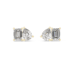 14K Solid Gold Lab Diamond Cluster Earrings, Yellow Gold