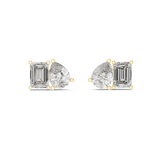 14K Solid Gold Lab Diamond Cluster Earrings, Yellow Gold